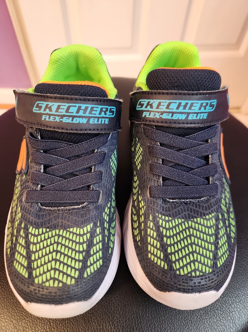 Skechers Kids Navy, Lime & Orange Light-Up Sneakers - Picture 3 of 6